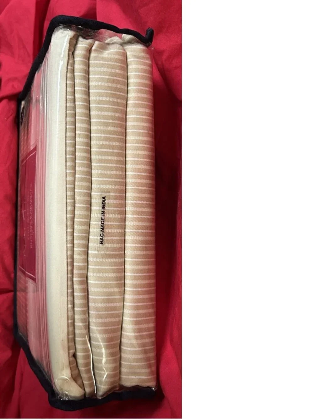 Vintage Full size Deep Fitted Sheet Set~Nautica Oslo Ivory Ecru Tan Stripe~310TC